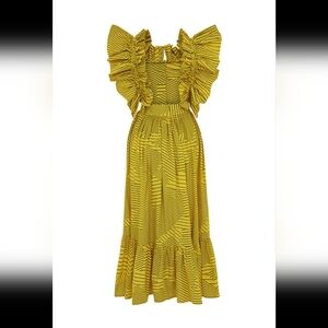 The Kemist BARLETTA Yellow And Black Backless Ruffle Maxi Dress US10